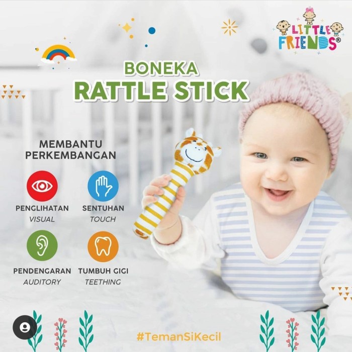 LITTLE FRIENDS Rattle Stick Boneka Rattle Mainan Bayi Kerincing