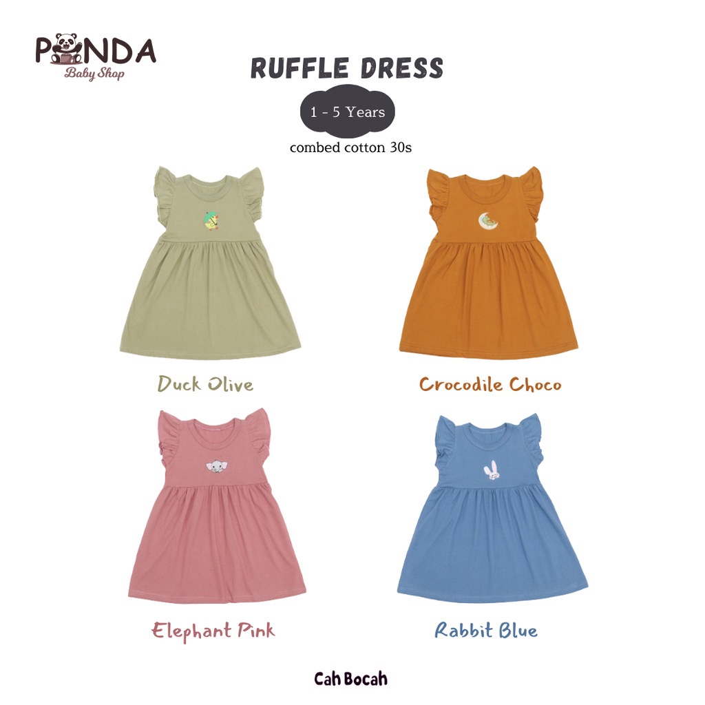 Cah Bocah Ruffle Dress - Dress Dres Drees Anak Perempuan Cewek 1 2 3 4 5 Tahun