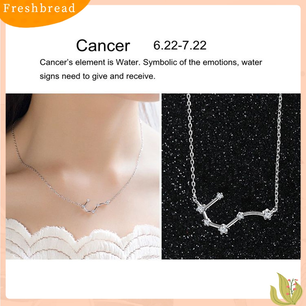 【Fresh】Shiny Rhinestone Women Horoscope Astrology Constellation Sign Guardian Necklace