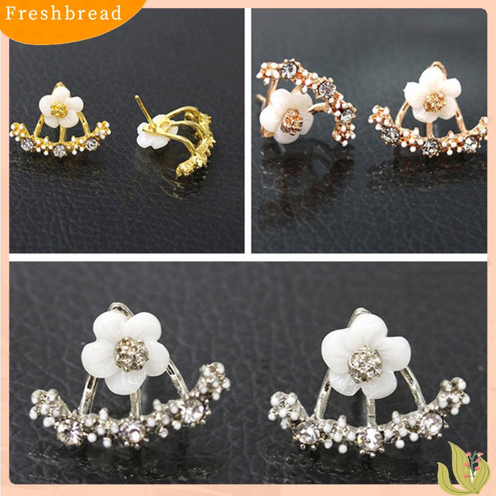 Fresh| Anting Bentuk Bunga Aster Aksen Berlian Imitasi Untuk Wanita