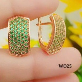 xuping anting permata hijau lapisan emas impor terbaru