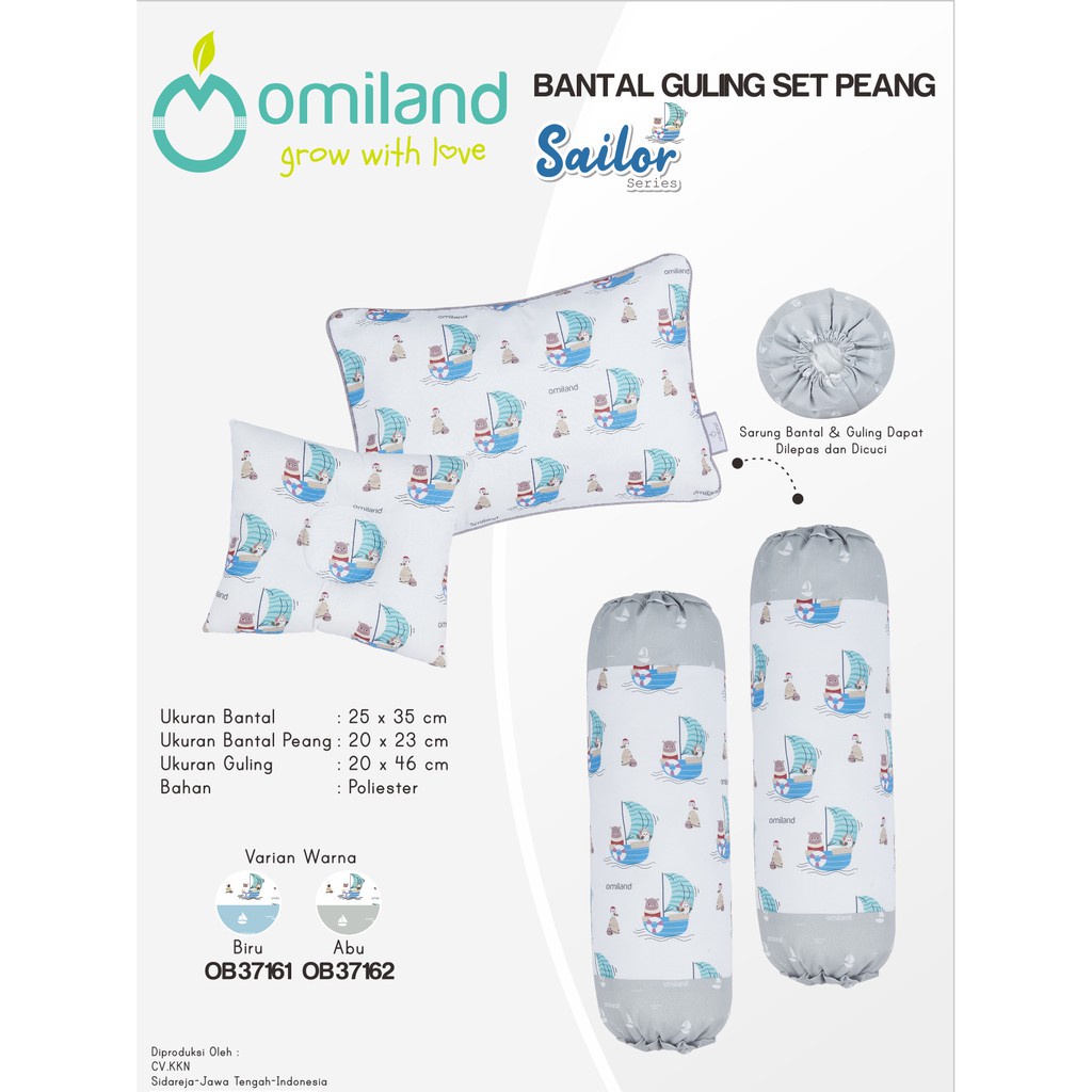 Omiland Bantal Guling Set+Bantal Peyang Bayi Sailor Series OB37161 OB37162