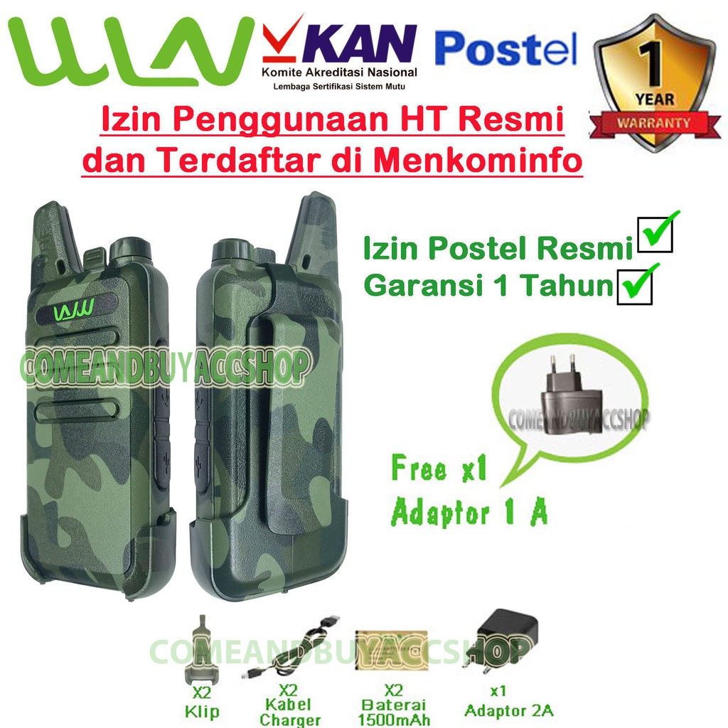 Walkie Talkie WLN HT Two-Way Radio KD-C1 -LORENG(ISI 2 PCS) Tanpa Dekstop-Batrai 1500 mAh