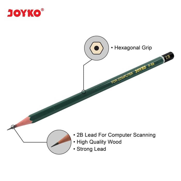 Pensil 2B Joyko Hijau Isi 12 Pcs