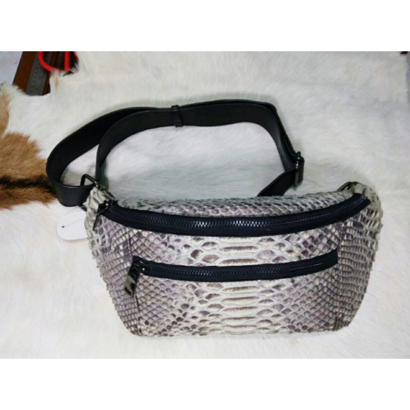 WAIST BAG KULIT ULAR ASLI TAS SLEMPANG PRIA WANITA