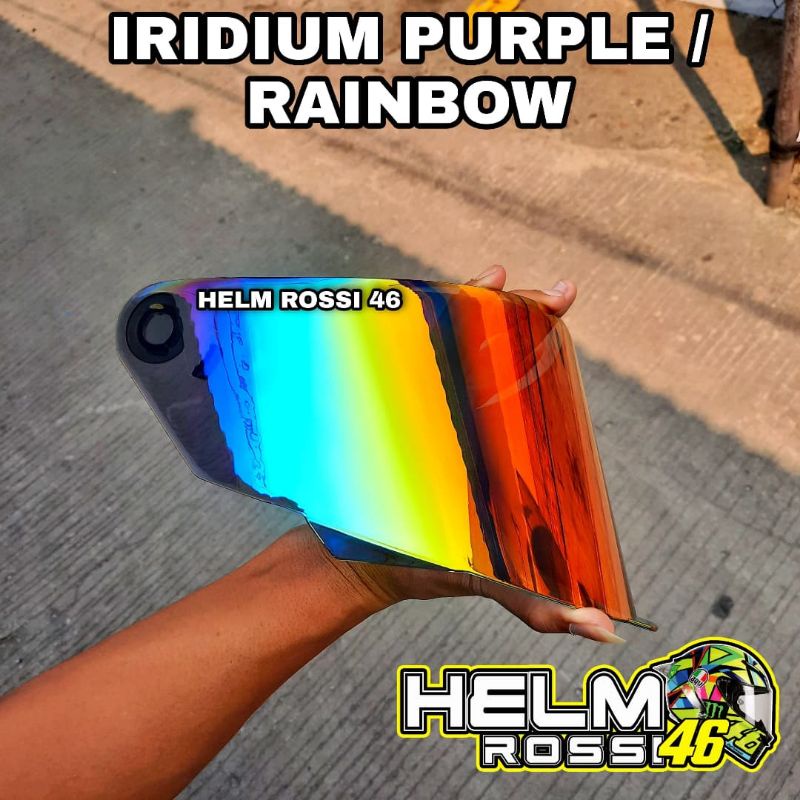 Kaca Visor Flat KYT TT COURSE Iridium Titan Purple Rainbow - Blue ice Silver Red Gold