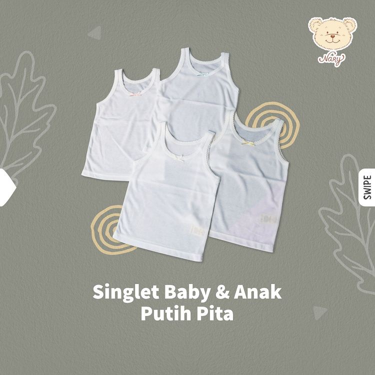 Nary Singlet Putih Pita Baby &amp; Anak