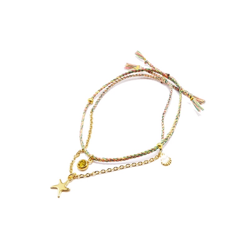 Gelang Tali Gypsy Boho 1 Set Dolphin &amp; Starfish Allside