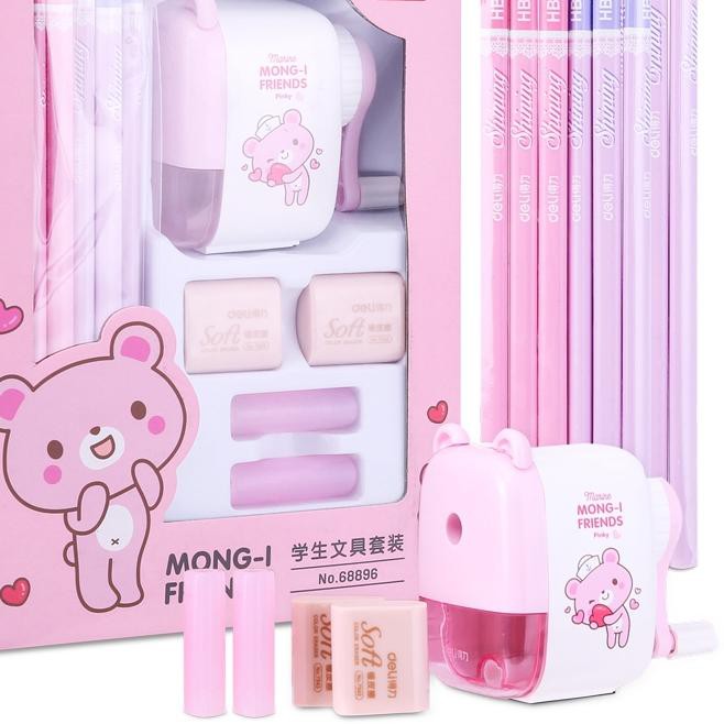 

maDeli Stationery set 4 in 1 rautan pensil 12pcs pensil 2 penghapus dan 2 penutup pena 68896 ma No.(
