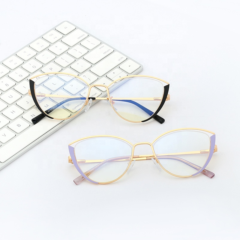 Kacamata Anti Radiasi Cat Eye Untuk Wanita Metal Anti-Blue Light Glasses