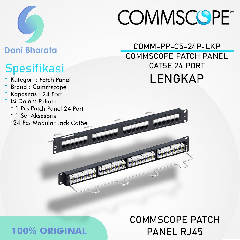 Patch Panel 24 Port RJ45 Cat 5e Rack Mount AMP Commscope