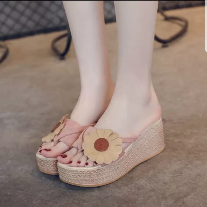 Wedges Sandal Wanita Import Fresha Original Terbaru Branded Nyama DH370 Hr13 Salem - Merah Muda, 37