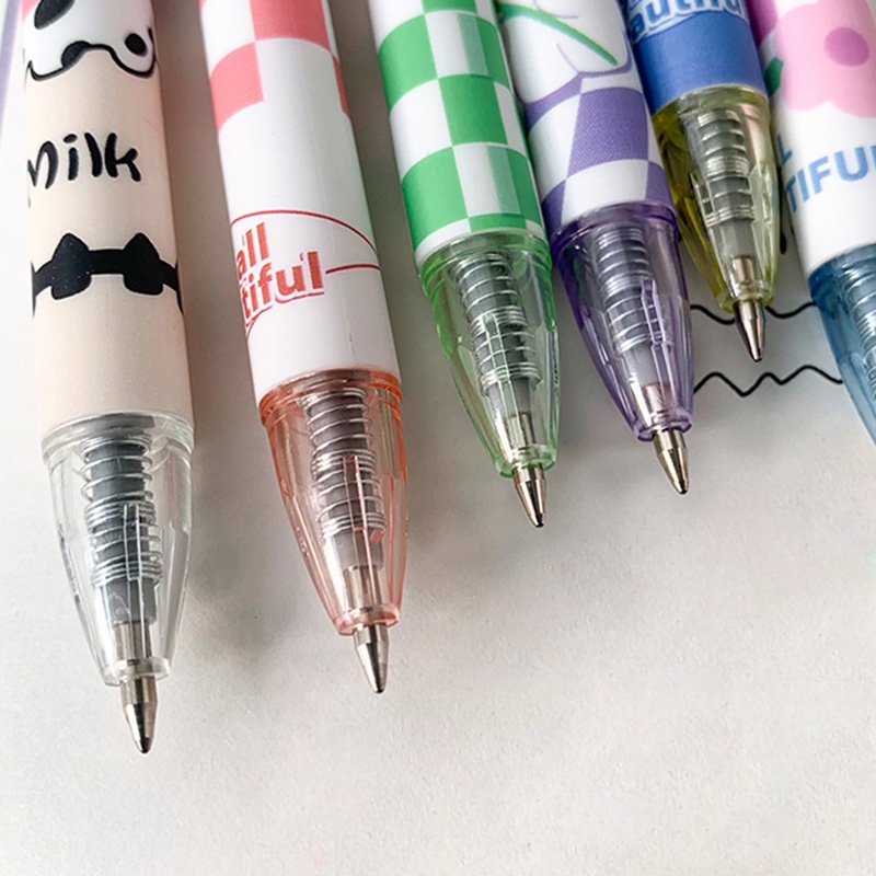 6pcs Pulpen Tinta Gel Hitam 0.5mm Retractable Motif Kartun Hewan