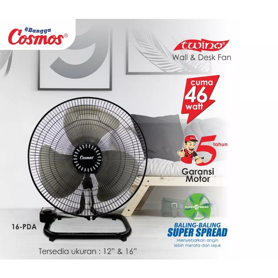 Cosmos Kipas Angin Wall Fan Dan Desk Fan  2 in 1 - 16-PDA [16 inch] Garansi Resmi