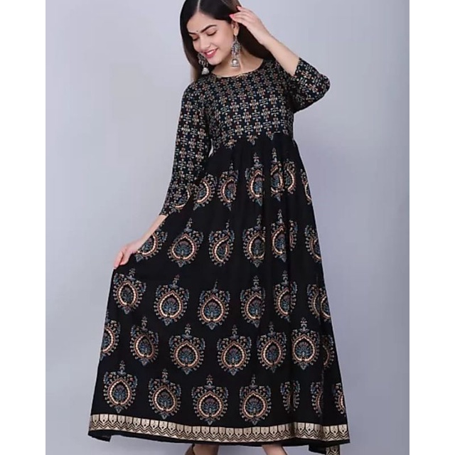 Dress India Hitam dan gold