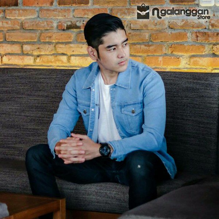 Jaket Levis Cowok Motif Polos Pria Jacket Jins Jin Jean Jeans HX395  Casual|Biru Telor Asin Atau Bi