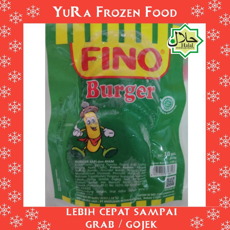 Daging Burger Sapi Dan Ayam FINO Isi 10 Makanan Halal Enak Yura Frozen Food Murah