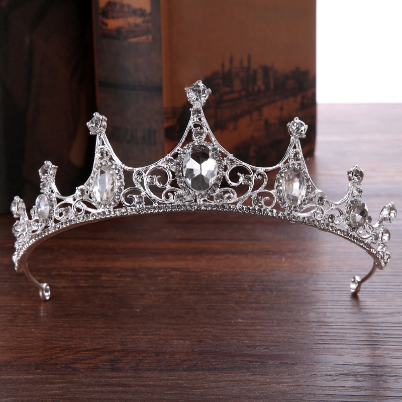 Tiara Mahkota Princess Bahan Alloy Warna Silver untuk Wanita