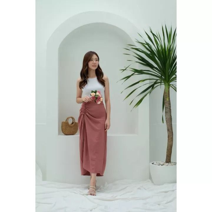 Rok Serut Crinkle Premium / Rok Serut Casual Korean Look / Rok Serut Polos Allsize Bahan Crinkle Airflow