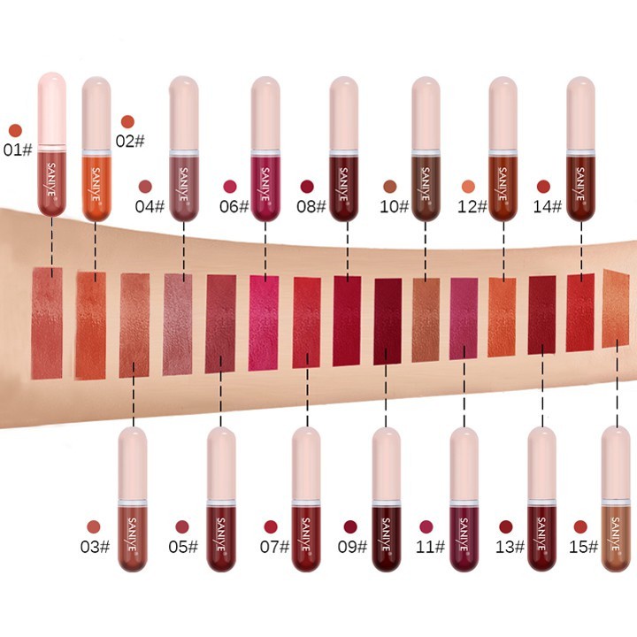 SANIYE 15 Warna Kapsul Lip Tint Matte Lipstik Waterproof SA001