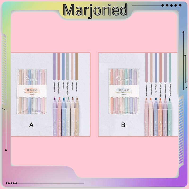 6PCS Spidol Highlighter Dua Sisi Ujung Lembut-MJD