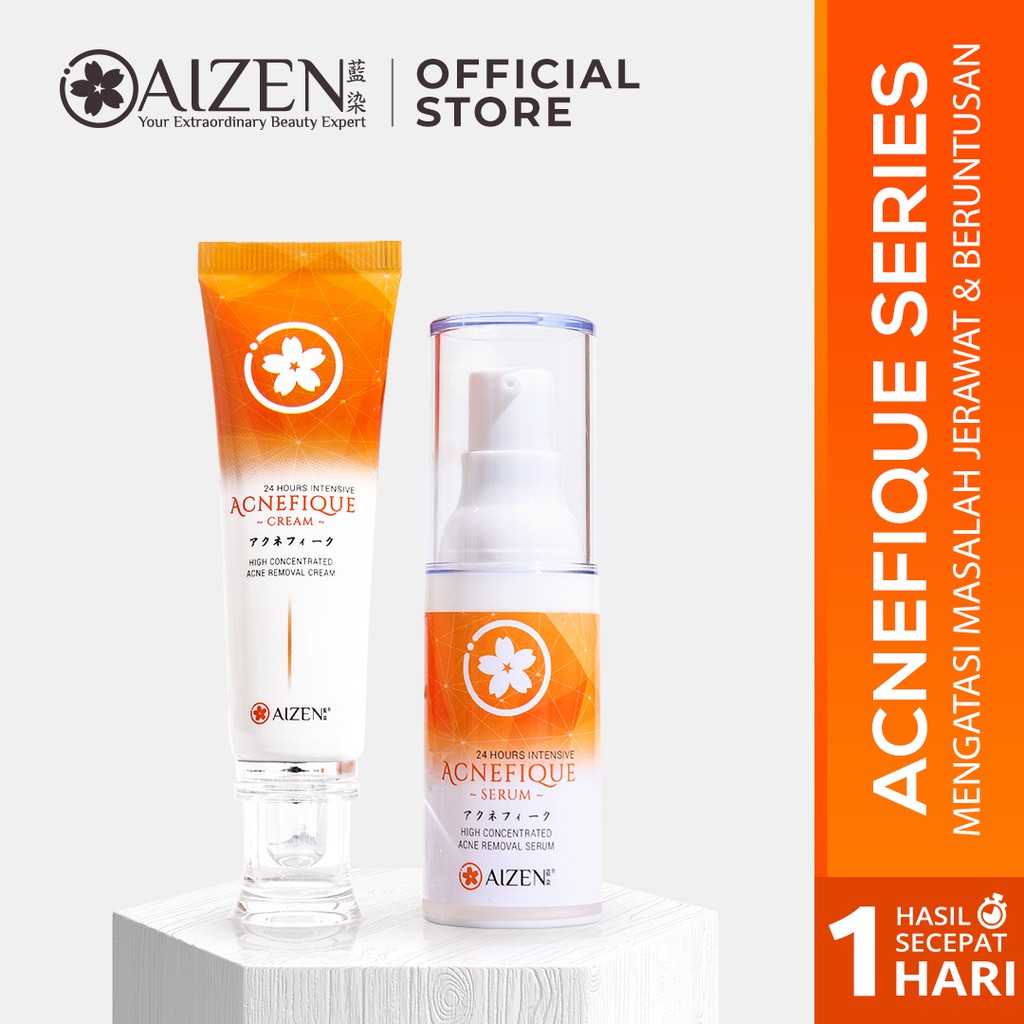 

Aizen Acnefique Series - Obat Penghilang Jerawat Super Ampuh Secepat 1 Hari ( Cream + Serum )