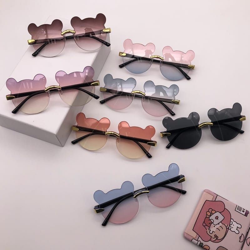 [COD] Kacamata Hitam Anak Perempuan Kacamata Gradasi Anti UV Kacamata Fashion Bentuk Beruang Lucu Cute Import Premium