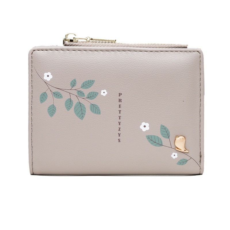 *Alibaba1688* Dompet Lipat Wanita/Dompet Mini Resleting Pendek Modis Bunga