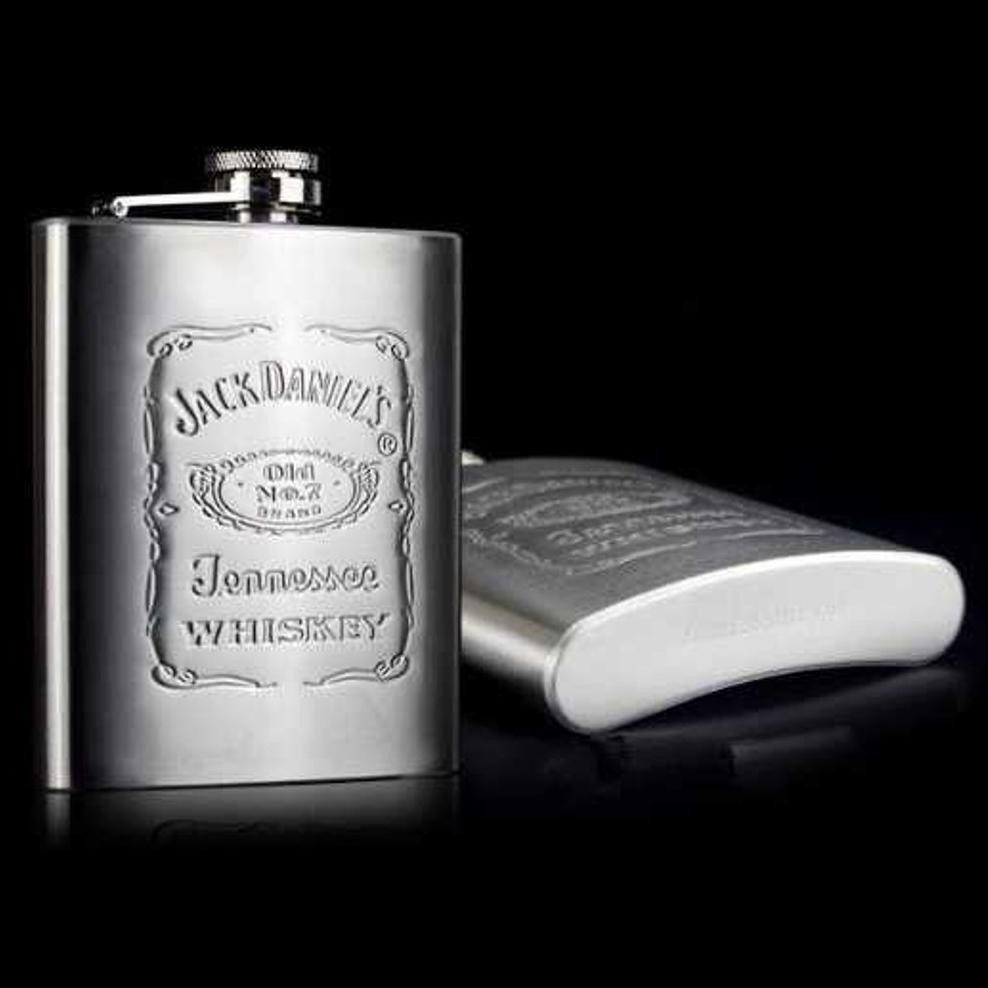 DISKON Botol Minum Unik Wine Bir Anggur Alkohol Hip Flask Stainless Steel Logo