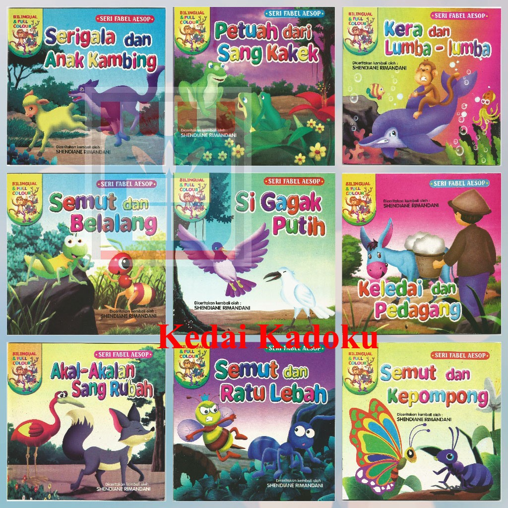 Buku Anak Buku Cerita Bergambar Seri Dongeng Fabel Mengenal Hewan Bilingual Full Colour