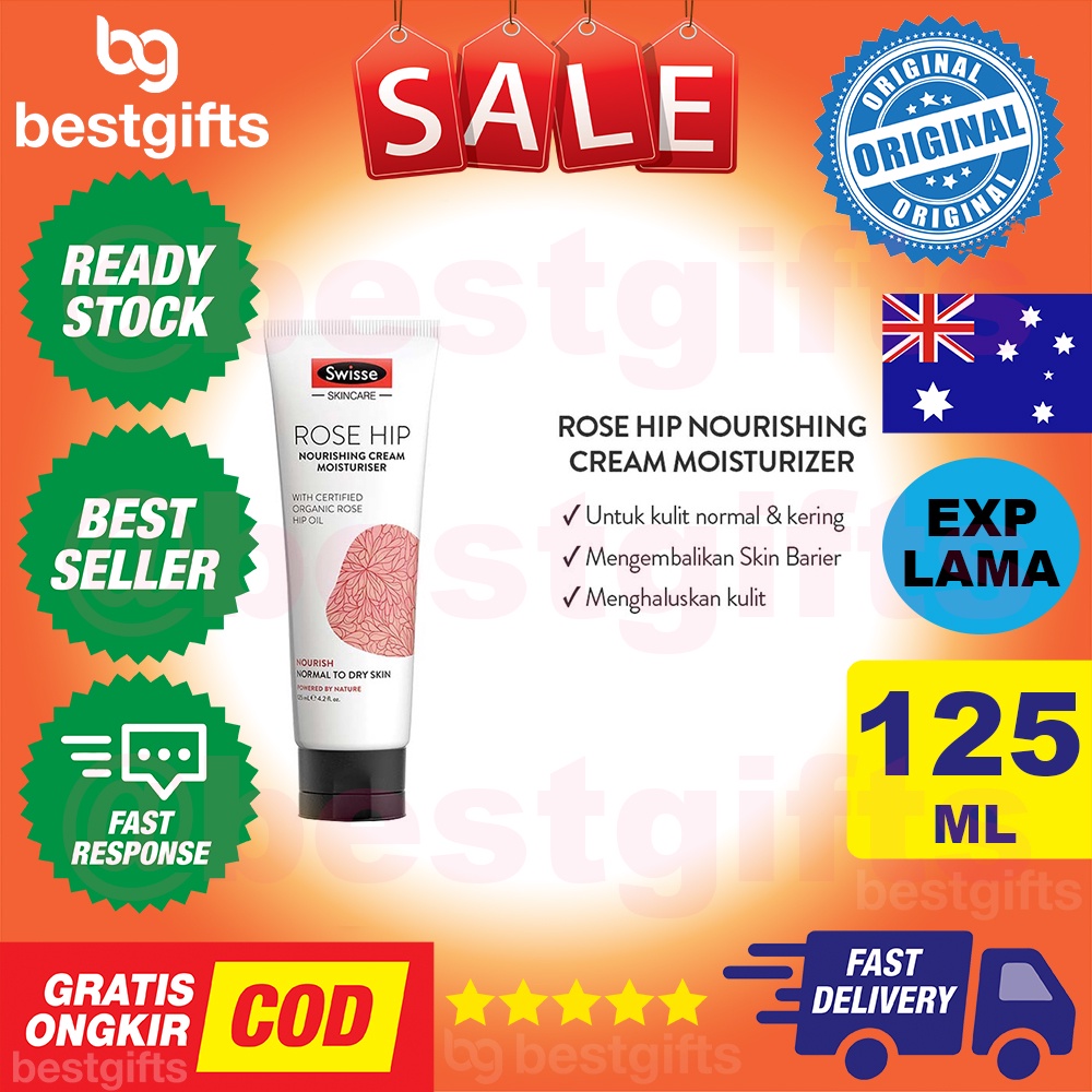 SWISSE SKINCARE ROSE HIP NOURISHING CREAM MOISTURISER PELEMBAB COCOK UNTUK KULIT WAJAH NORMAL KERING 125 ML