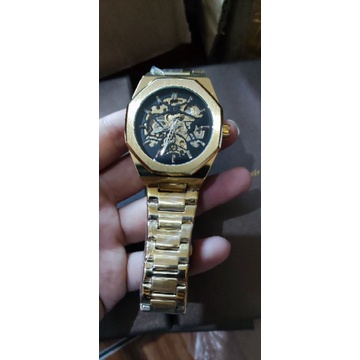 Jam Tangan Automatic Mechanical Forsining Oak Golden Luxury