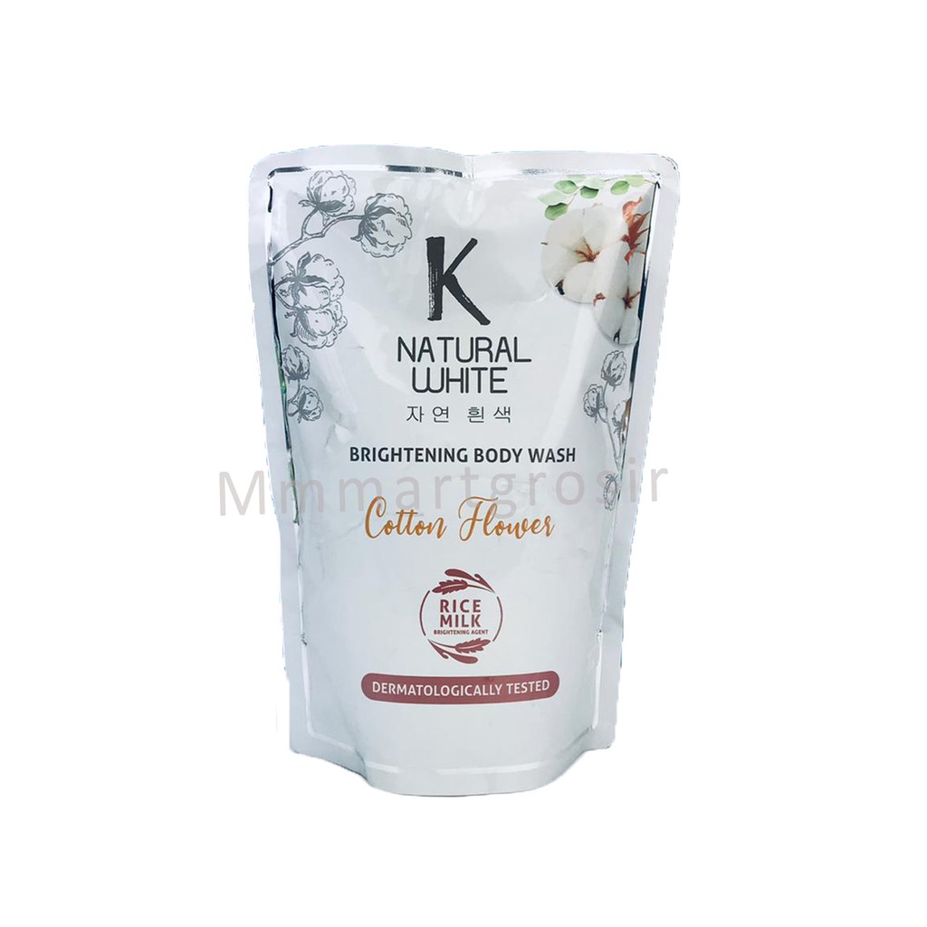 K Natural White/Brightening Body wash/sabun cair/Cotton Flower/Rice Milk / 450ml