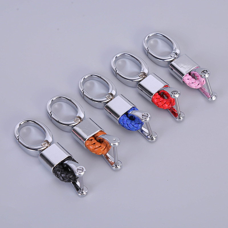 New Fashion Pria Motor Mobil Logam Gantungan Kunci Gantungan Kunci Keyfob Key Chain Ring Holder Hadiah Kulit Warna Hitam/Merah/Biru/Pink