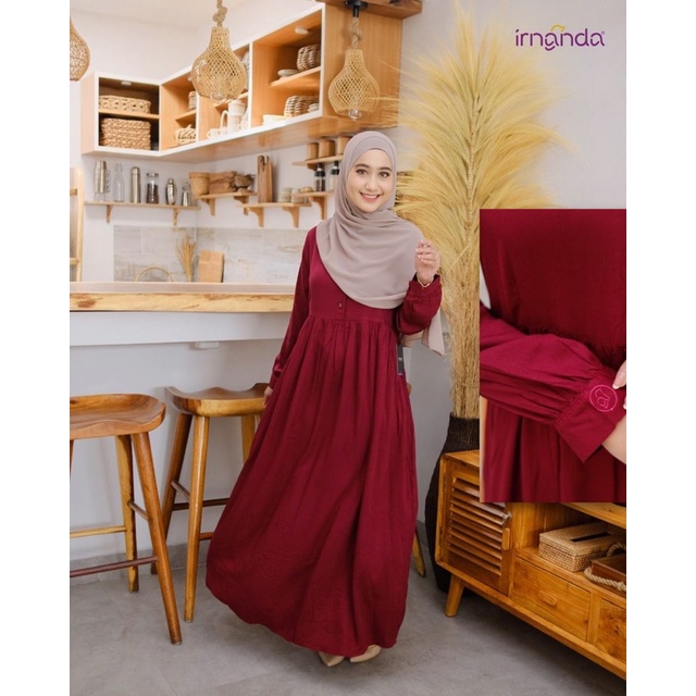 Dress Hanum, Bahan Rayon twill premium LD 110 PB 140