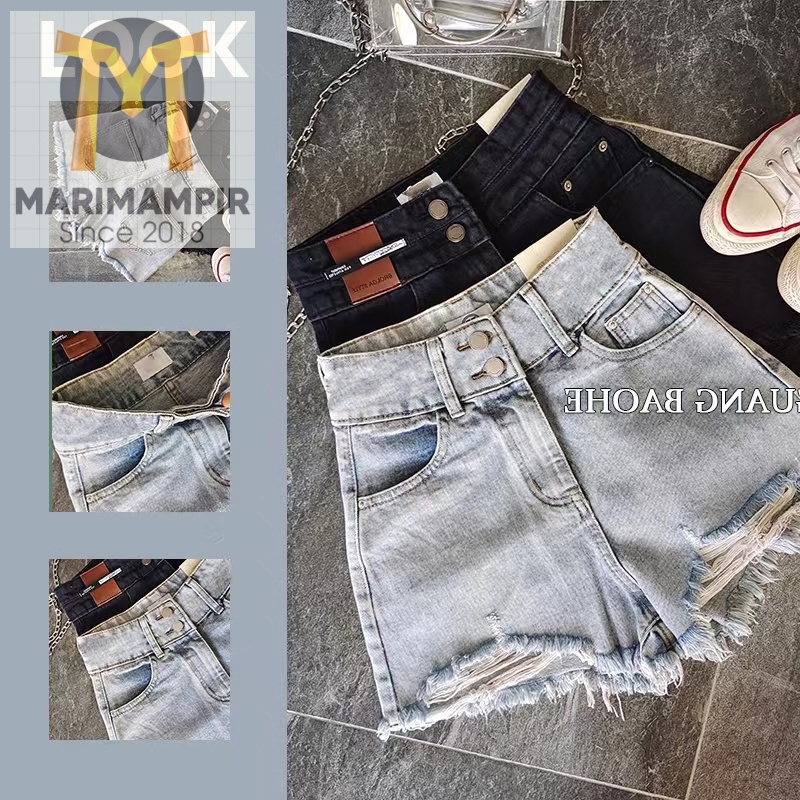 Marimampir Celana pendek wanita korea celana hot pants wanita celana jeans wanita high waist jeans c