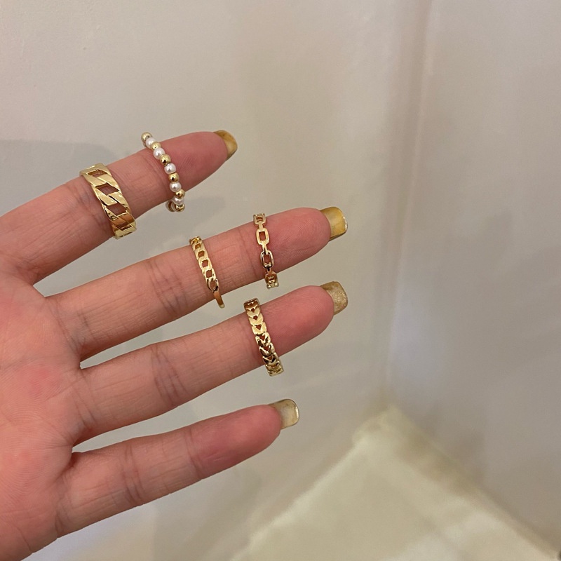 Korean Style 5Pcs/Set  Fashion Women Irregular Geometry Ring