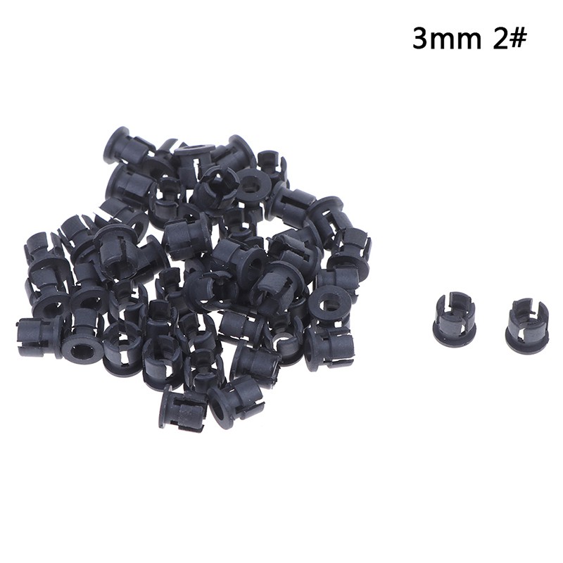 50Pcs Klip Holder Plastik 3mm / 5mm dengan Lampu LED Warna Hitam