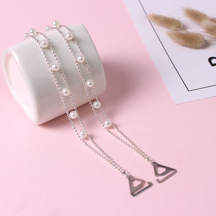 Summer New Sexy Metal Pearl Chain Lingerie Straps