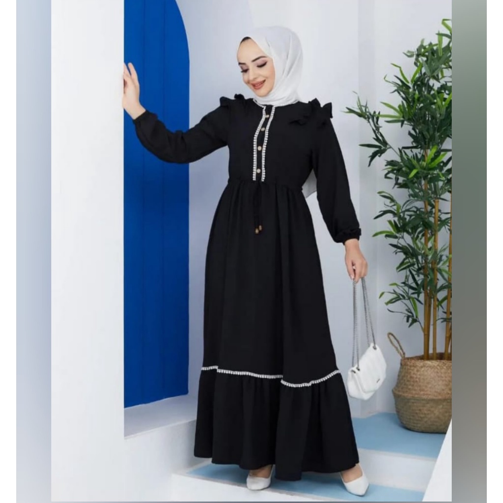 Baju Gamis Ceruty Babydoll Melissa Dress Busui Friendly Gamis Kondangan Modern Baju Wanita Jumbo Fashion Muslim