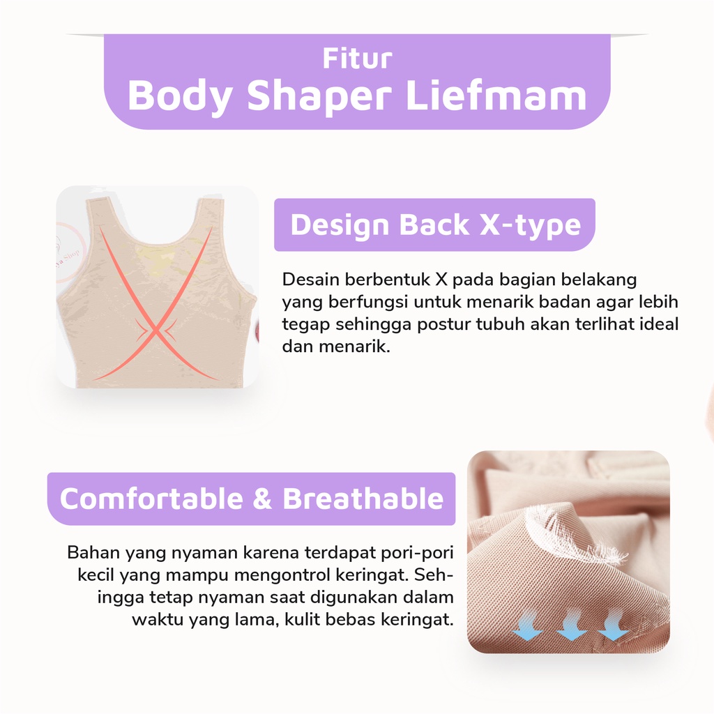 [M-5XL] Body Shaper Liefmam (Zaraya) Original - Korset Tanktop Pengencang Payudara &amp; Pengecil Perut