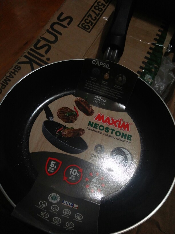Maxim Frying Pan Keramik Tanpa Minyak 22cm | Wajan Anti Gores | Penggorengan Anti Lengket | Teplon