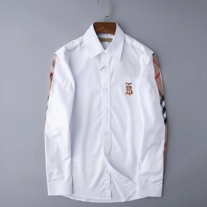 Kemeja Pria Lengan Panjang Burberry#3114 Mirror Piv Quality - Putih, M Anwaritoroy