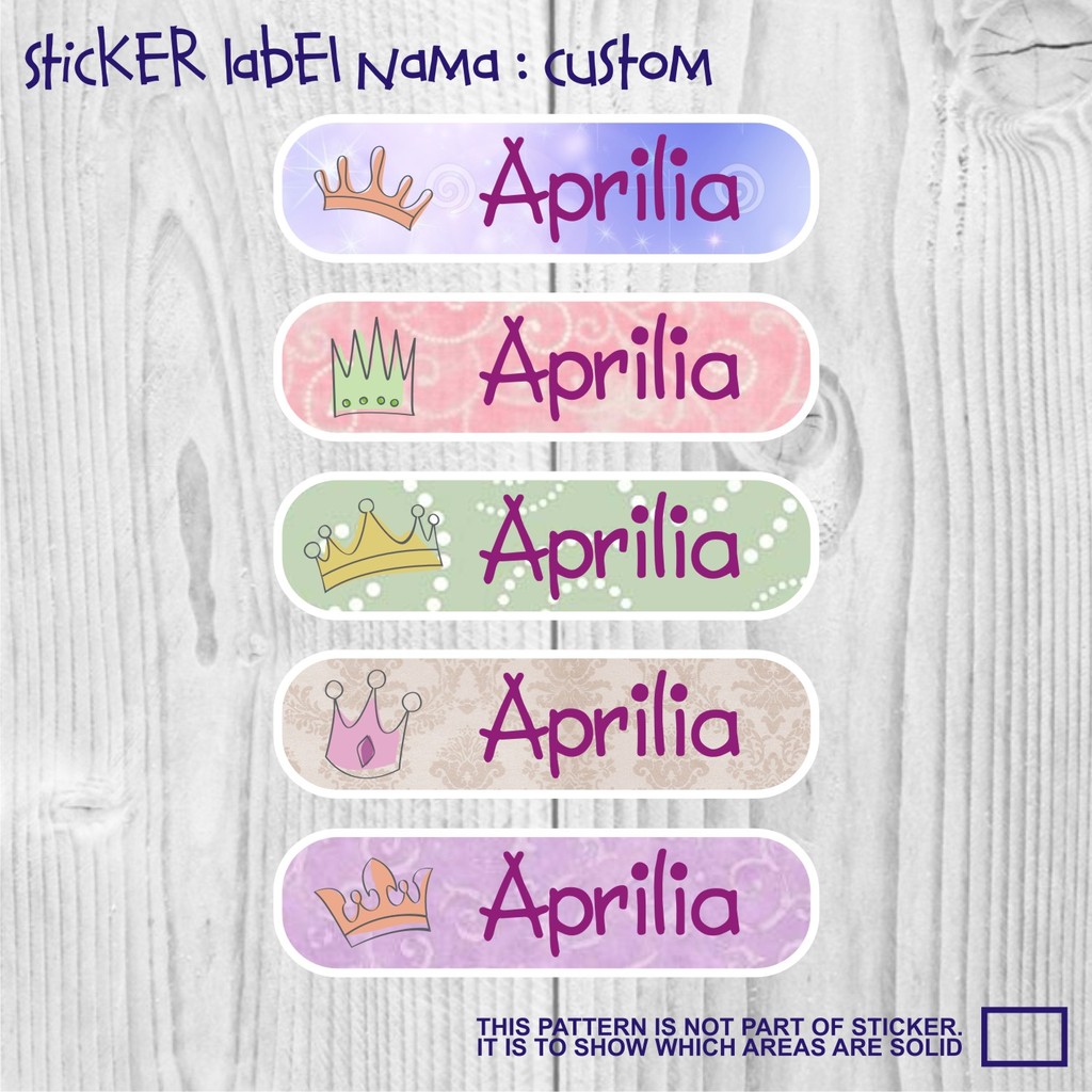 Sticker Label Nama Anak Kartun Girl Perempuan Princess Queen Mahkota