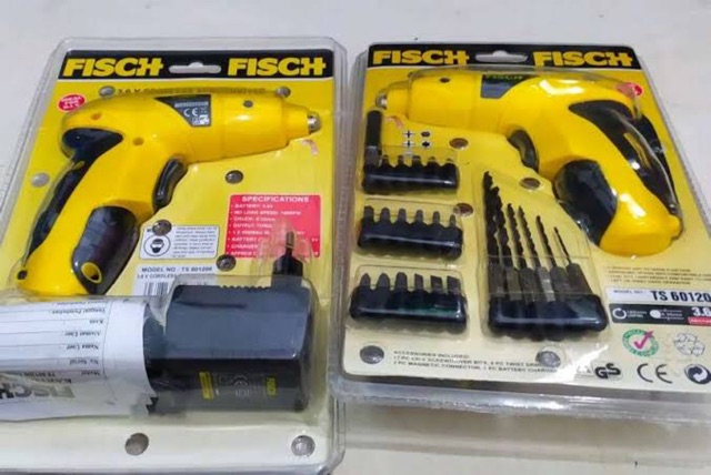 Cordless Screwdriver / Obeng Listrik / Mesin Bor Charge Portable FISCH