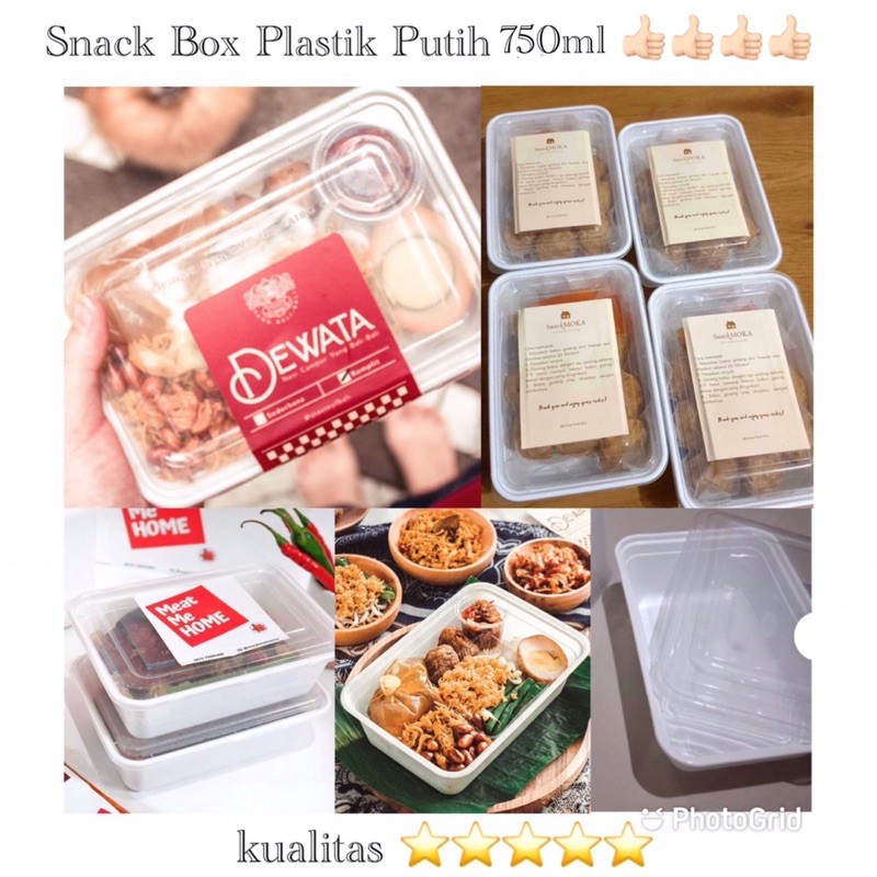 (isi 10pcs) Kotak Makanan 750ml Snack Box Putih Kotak plastik kotak makan lunch box