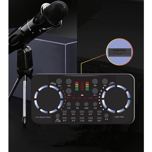 Soundcard V300 Pro Audio Bluetooth USB Live Mixer Broadcast