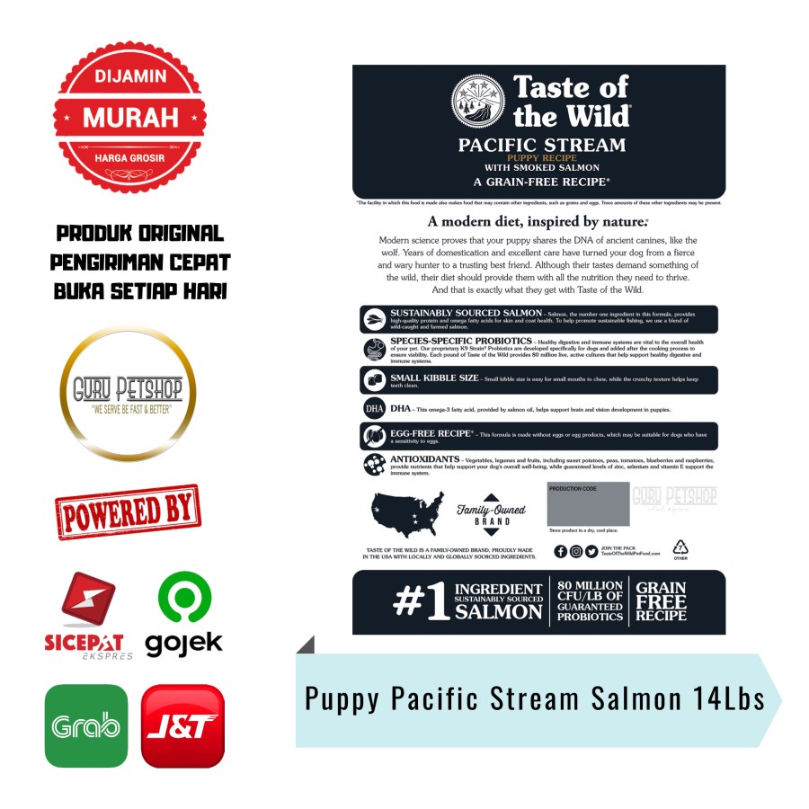 Taste Of The Wild Puppy Pacific Stream 14Lbs TOTW Puppy Salmon 6.35kg