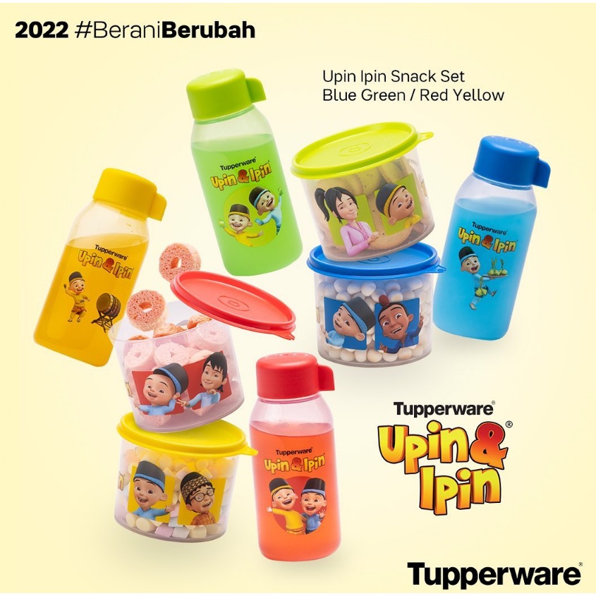 Upin Ipin Snack Set / Botol minum/ Toples/ Ori Tupperware
