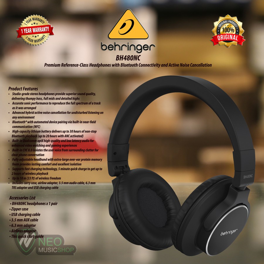 Behringer BH480NC Premium Reference-Class Headphones with Bluetooth